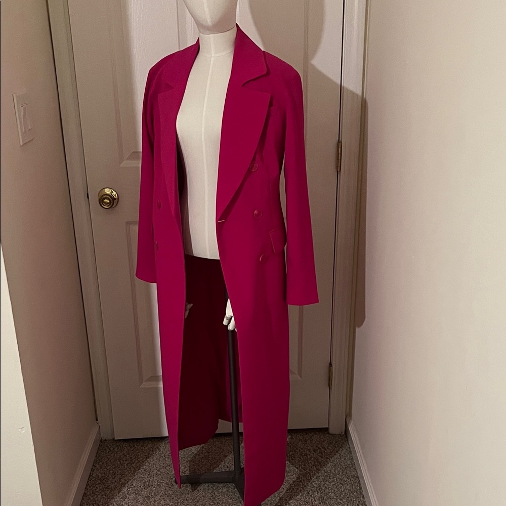 Elegant Women's Pink Long Coat